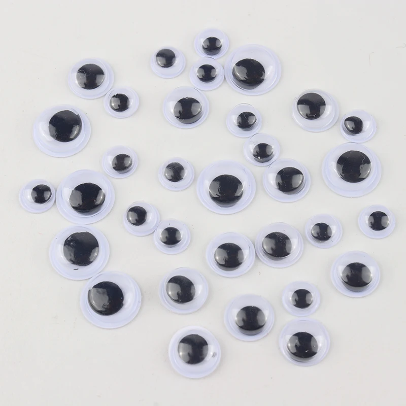 Wobbly Googly Eyes 6mm 8mm 10mm 3D Plastic Black Eye With Adhesive Sticker For DIY Kids Children Doll Toy Accessories 200pcs