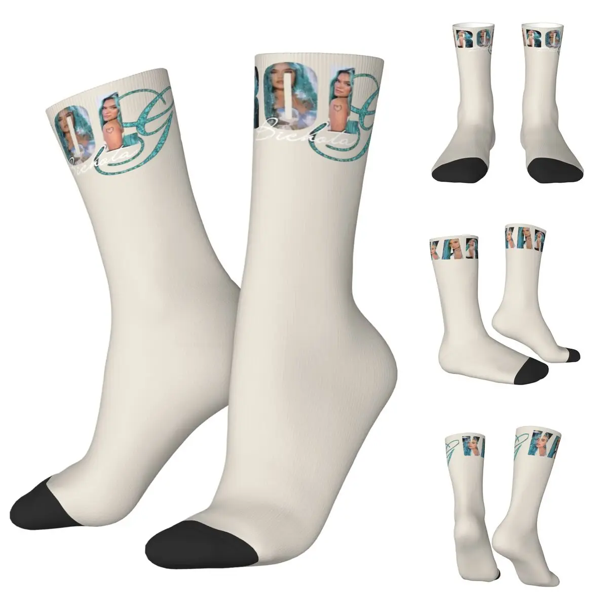 3D printing cosy Unisex Socks,Cycling Singer Karol G Graphic Bichota Interesting Four Seasons Socks