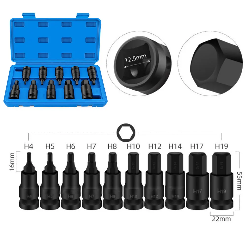 

1 шт., 12-дюймовый шестигранный адаптер из хромированной стали, предназначенный для приложения электрических гаечных ключей, совместимый с различными характеристиками
