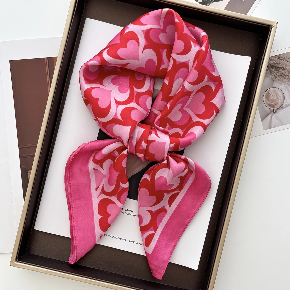 Luxury Soft Satin Print Square Scarf Women Neckerchief Spring Hair Band Foulard Bandana Echarpe Tie Shawl Wraps