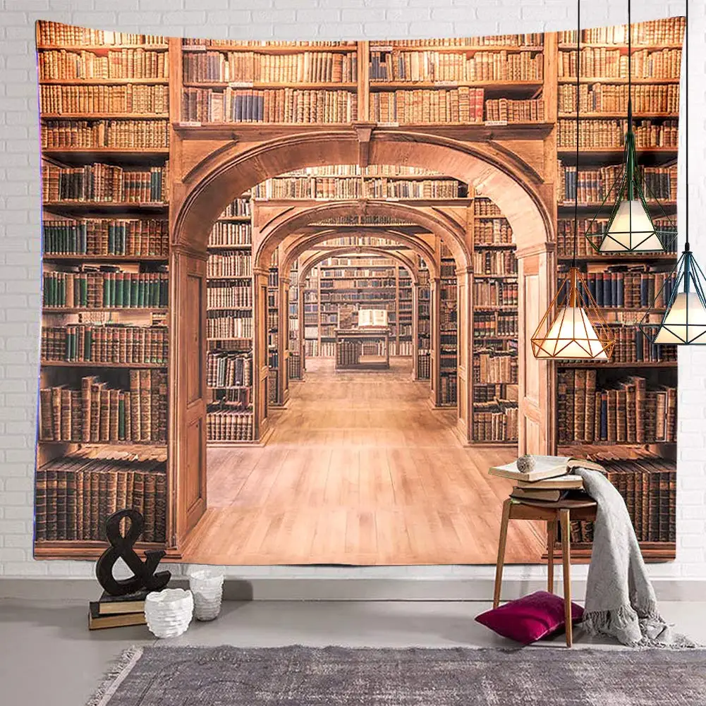 Magic Library Tapestry Wall Hanging,Ancient Library and Magic Crystal Ball Fantasy World Tapestries for Dorm Living Room Bedroom