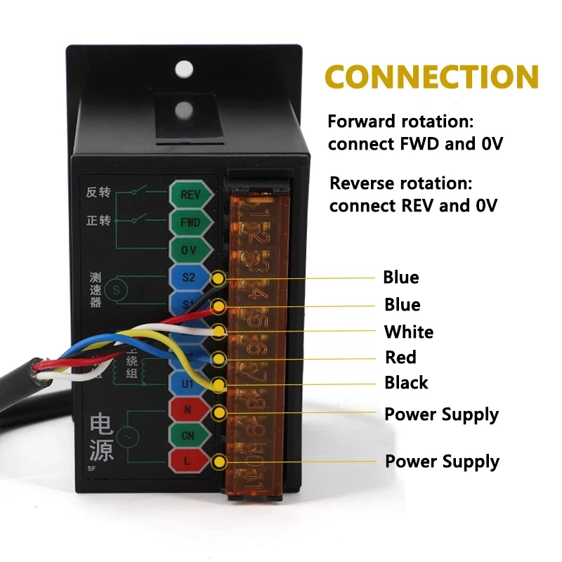 6-400W Intelligent Digital Display Governor UX-52 AC Reduction Motor Stepless Speed Control Switch Box 220V AC