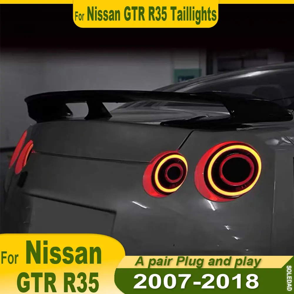 

Car LED Taillights For Nissan GTR GT-R R35 2009-2024 Taillamp Rear Sequential Fog Brake Turn Signal Lamp Reverse Light 2pcs