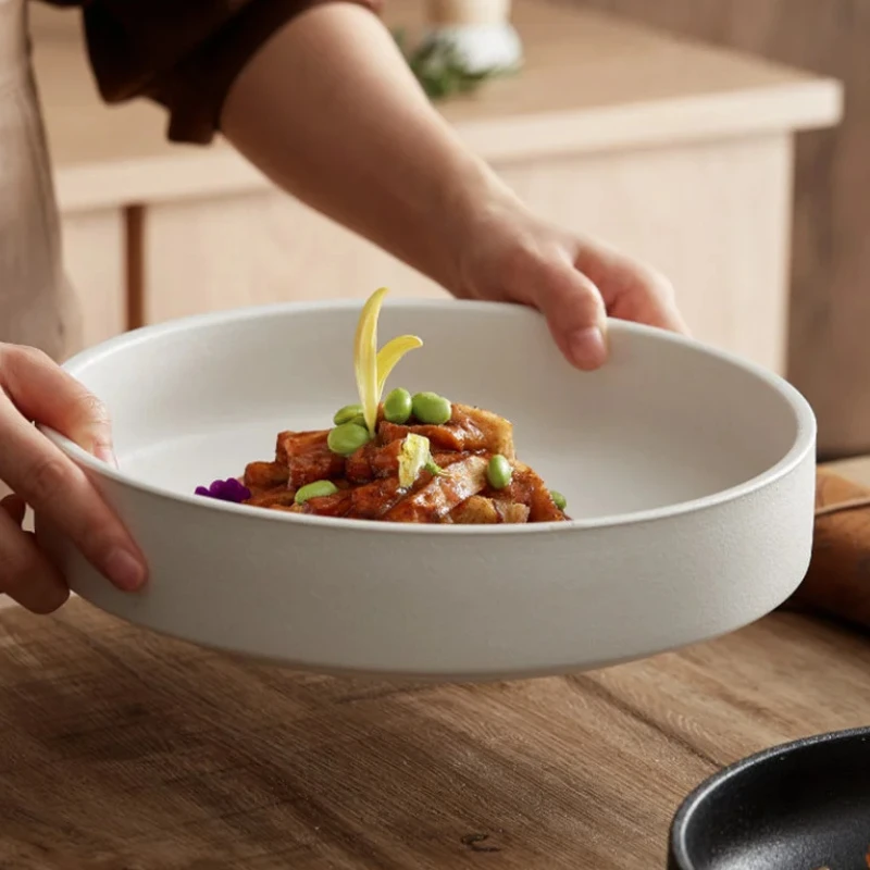 

Круглая керамическая тарелка для обеденных тарелок, посуда для гостиничного ресторана, западная тарелка, тарелка для стейка, суповые тарелки, поднос для фруктов,