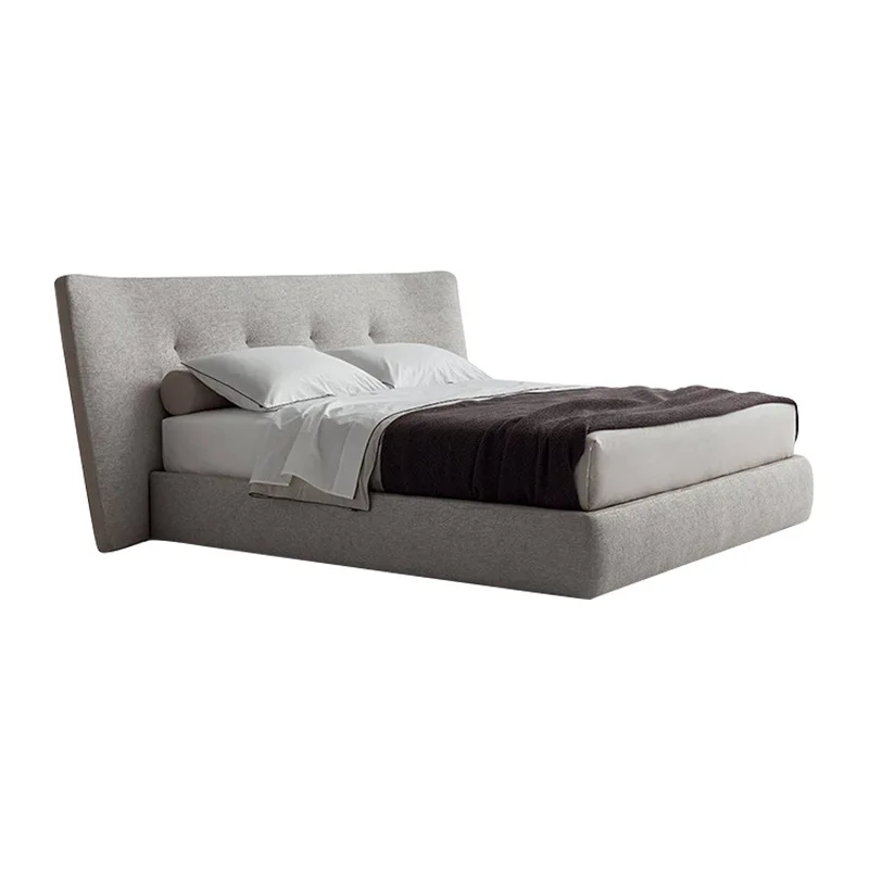 

Italian minimalist, widescreen bed, simple modern cotton and linen fabric