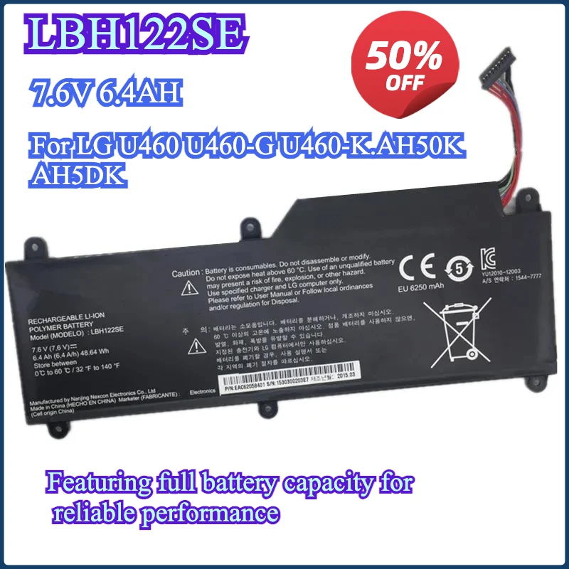 

LBH122SE 7.6V 6.4AH 48.64wh Laptop Battery For LG U460 U460-G U460-K.AH50K AH5DK U460-M.AFB5L Tablet U560 UB560 AH50K 15U530