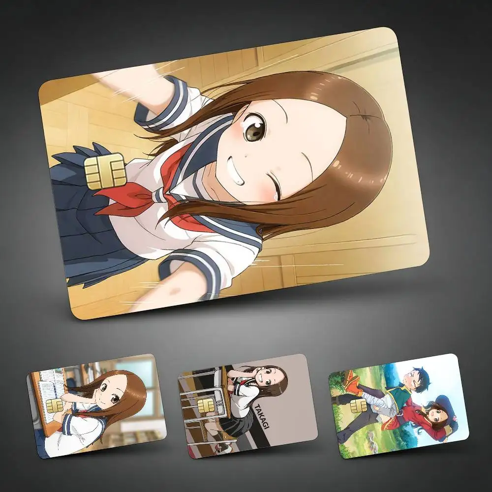 

K-KarakaiS Jozu no T-Takagi-San Credit Card Skin Stickers For VISA Bank Bus Metro Access Card Protective Film Cover Sticker