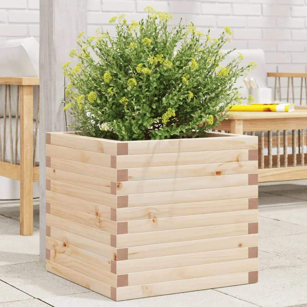 Gartenpflanzer 50x50x46 cm aus massivem Kiefernholz. Außendekoration, Anbautöpfe, Gartendekoration