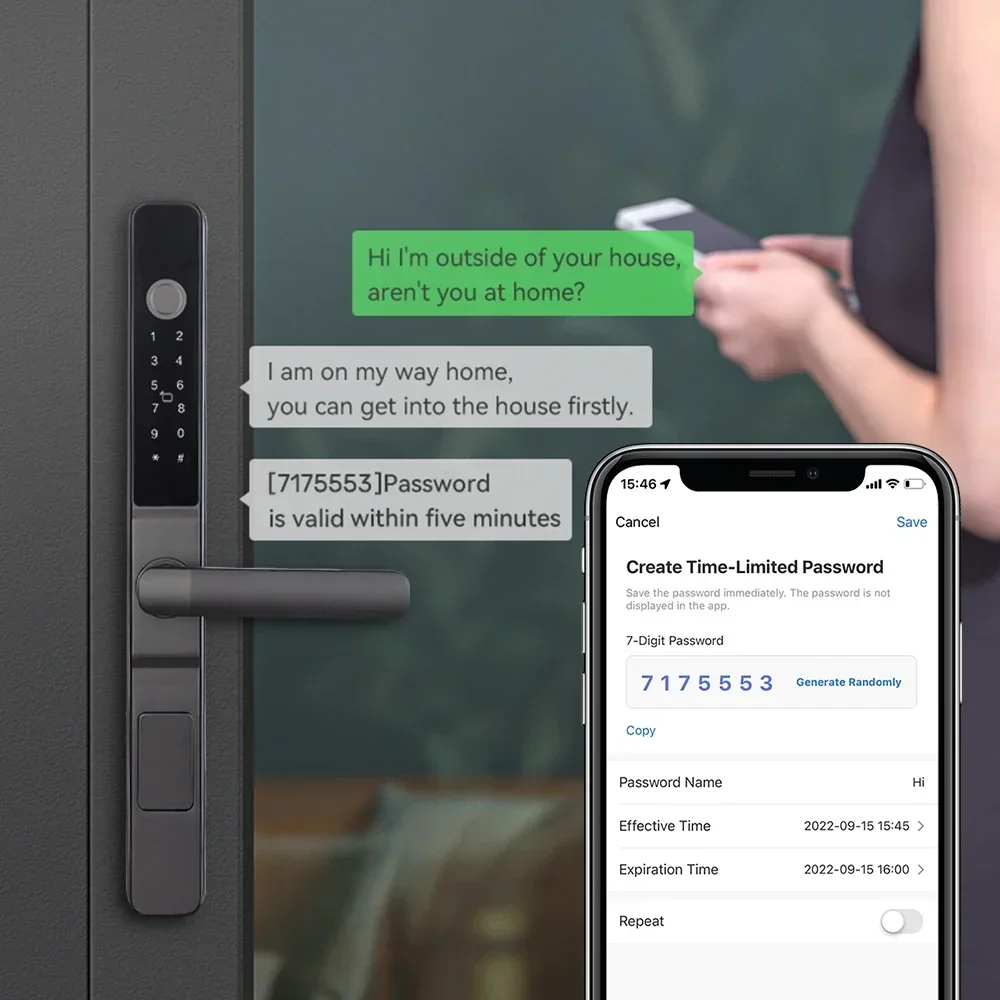 

2026 TUYA Intelligent Door Handle Lock WiFi App Fingerprint Biometric For Home Use Waterproof With Password And Code Functions