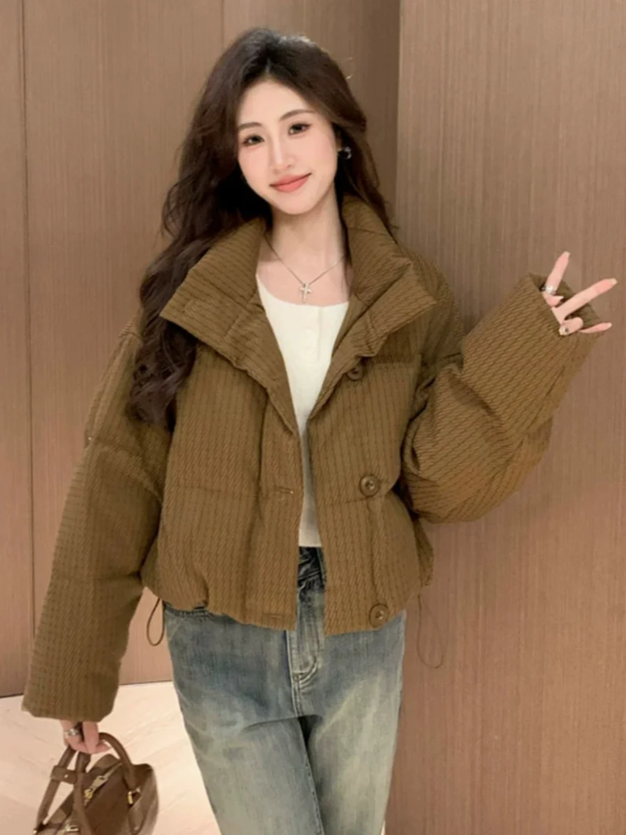 2023 Winter Women's Down Coat Short Lapel Fashionable Thick White Duck Down Warm Jacket for Small Stature