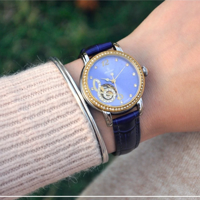 2025 New Lady Quartz Watch Fashion Hollow Music Character Fully Automatic Mechanical Ladies Watch Waterproof Birthday Gift
