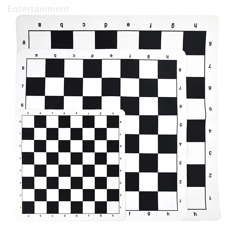 Tablero de ajedrez portátil blanco y negro de cuero PU de 43CM y 51CM, tablero de ajedrez suave para juegos educativos para niños, piezas de ajedrez de madera