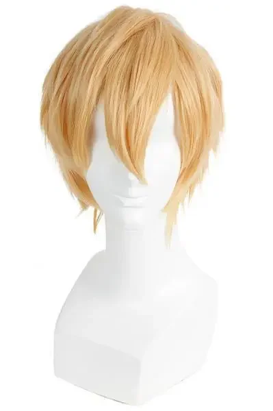 

32cm Unisex Natural Cosplay Wigs Yellow Short Full Synthetic Hair