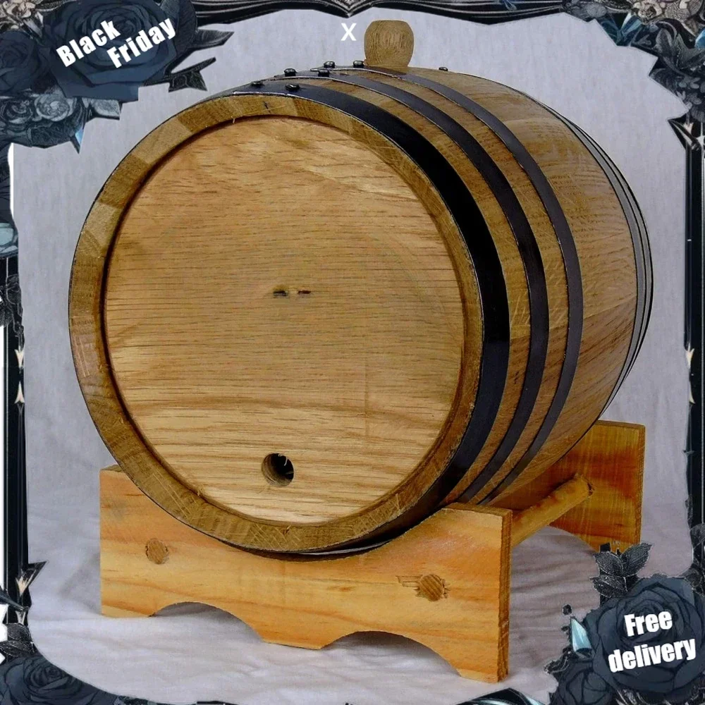 

Personalized Engraved American White Oak Aging Barrels (5 Liter) - New Wood Barrels For Aging Whiskey, Bourbon, Wine