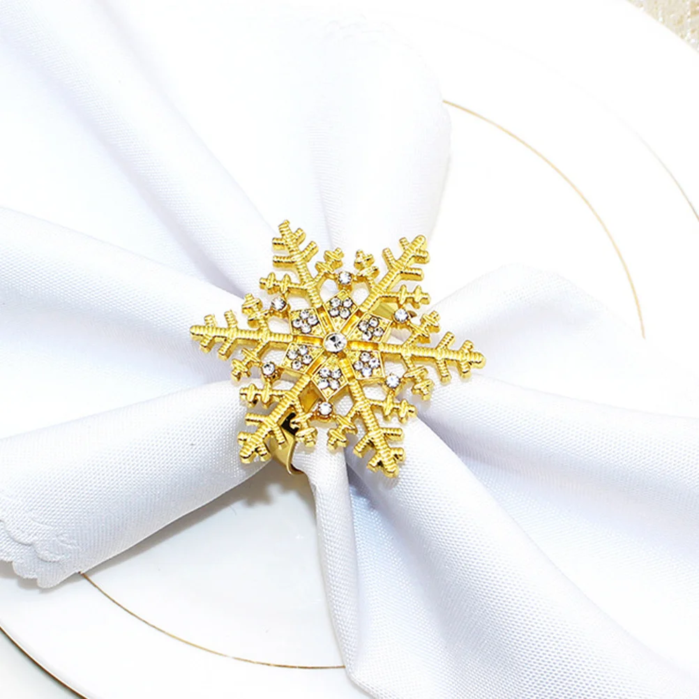 4 قطعة عيد الميلاد ندفة الثلج حلقات منديل سبيكة الزخرفية منديل أبازيم لعيد الميلاد حفلة ديكور للطاولات أصحاب المنديل عطلة