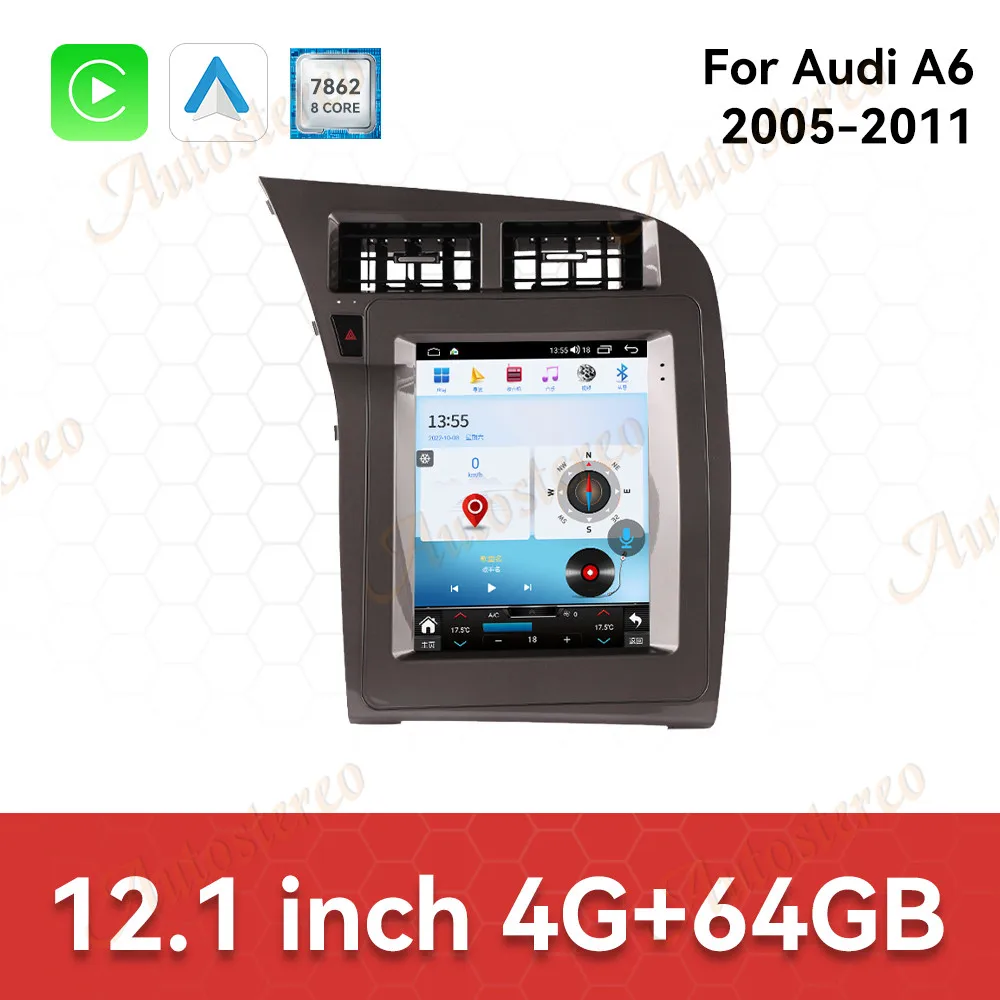 

Upgrade Android 14.0 Car Stereo 12.1" HD Screen For Audi A6 2005-2011 Auto Radio Head Unit Multimedia Player GPS Navigation