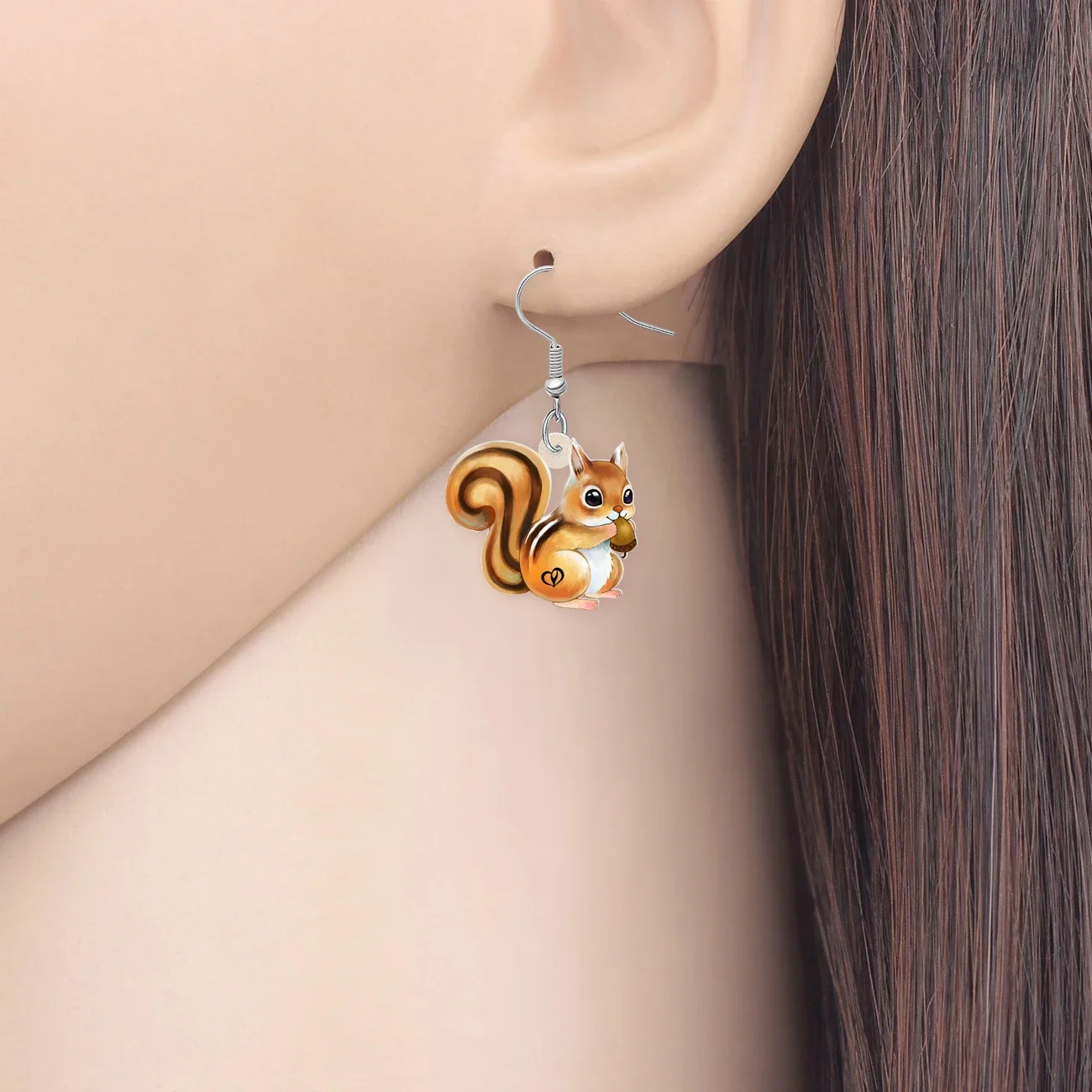 BONSNY Acrylic Chubby Squirrel Earrings Dangle Drop Cute Animal Jewelry Party Favors for Women Girls Friends Charms Gifts