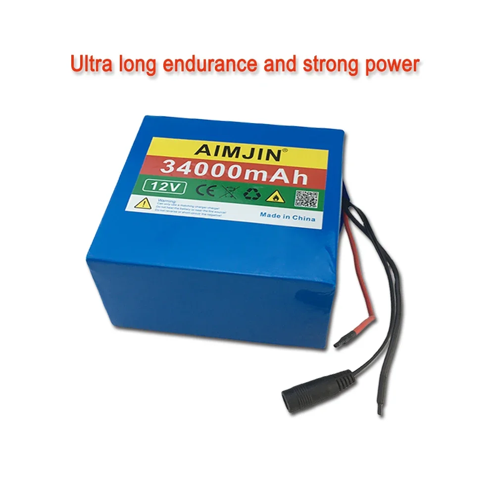 3S12P 12V 34Ah 34000mAh Li-Ion Battery Pack, for LED Lamp Light Solar Street Light Backup Power Etc+Charger