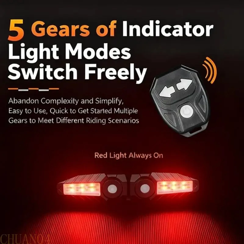 Smart Bicycle Tail Light Wireless Remote Turn Signal Ground Laser Projection Rear Bike Light USB Rechargeable Safe Warning Lamp