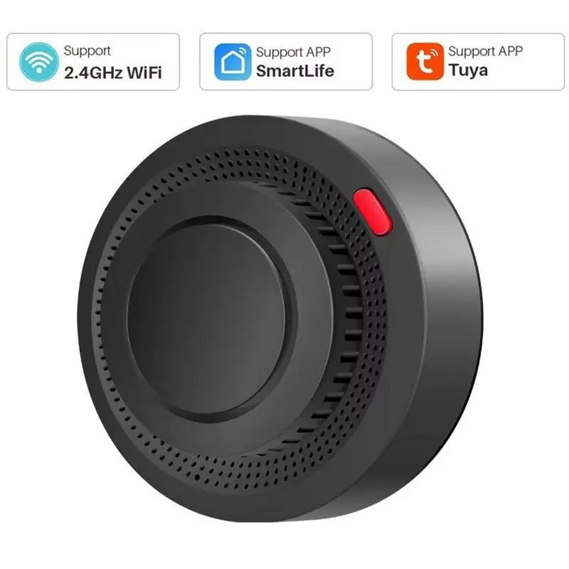 TuyaSmart WiFi SmokeDetector Smart Home 85dB Real-time Monitoring Remote Alarm Notification App Control Works WithAlexa