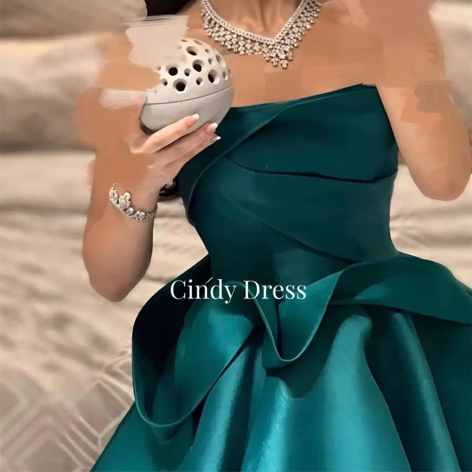 Satin Tube Top A-line Green Saudi Elegant Party Dresses for Women Luxury Gala Dress Woman Evening Customized Ladies Long Gown