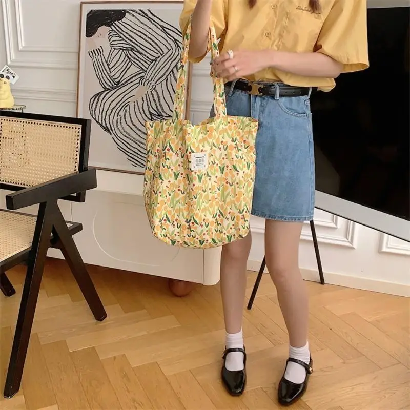 

Shopper Bag Tote Bag Floral Shoulder Bag Large Capacity Cotton Bag for Women 20CA