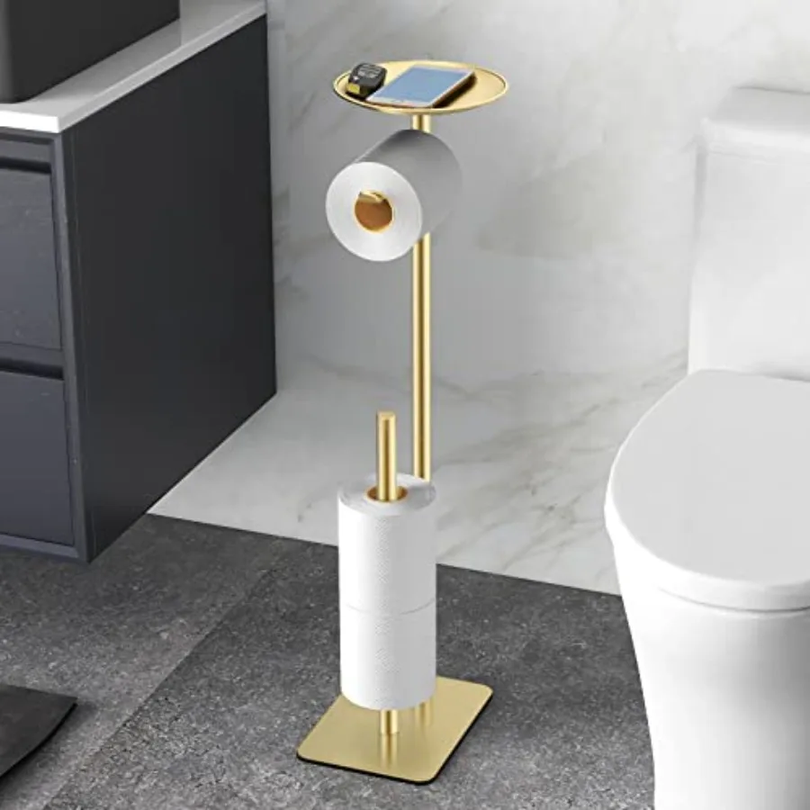 

Toilet Per Holder d for Baroom Floor dinToilet Roll Dispenser Storages 4 Reserve Rolls wi Top Storage Shelf for Cell Phs Wipe l