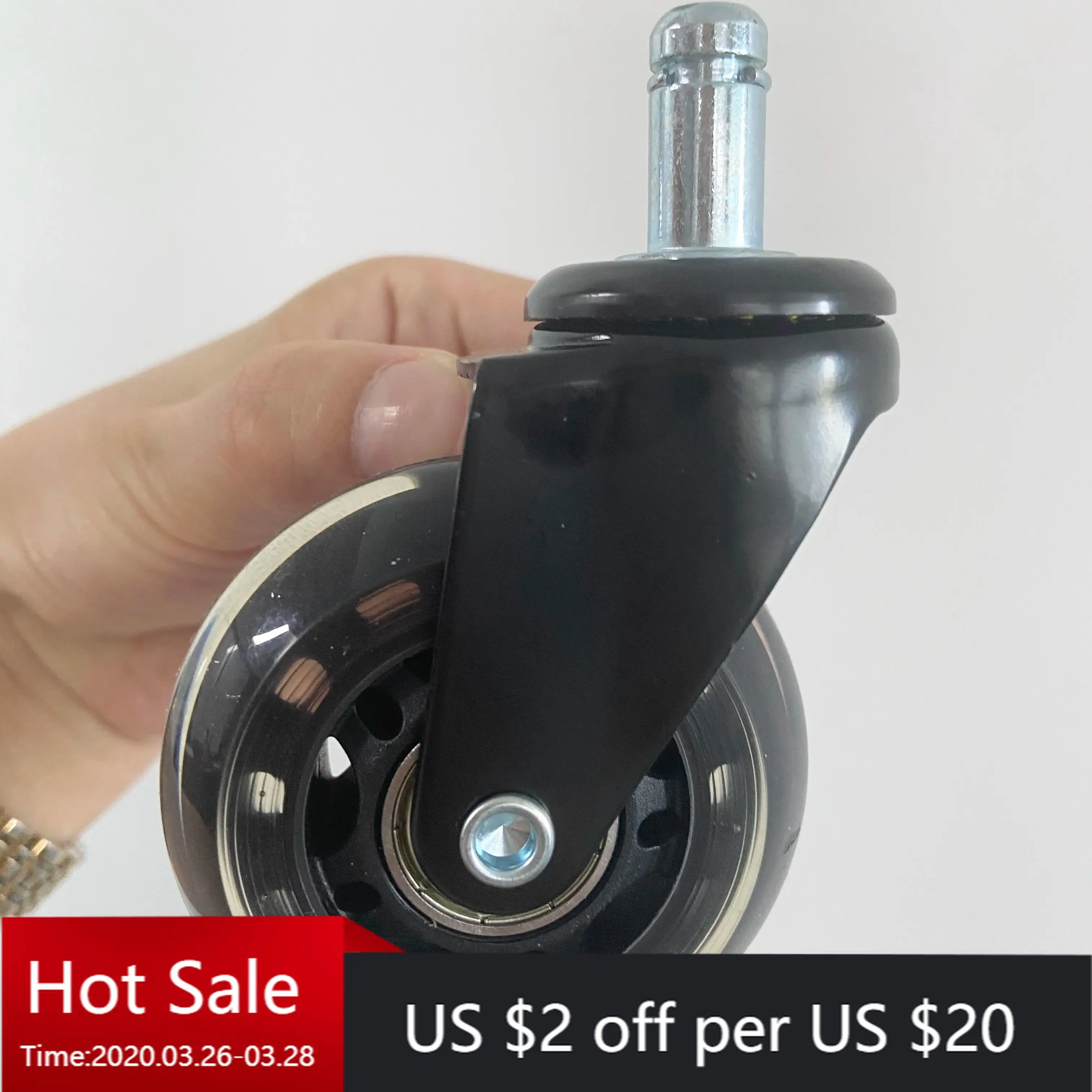 

5-Pack 2.5" Universal Office Chair Casters – M10/M11 Clip-On Silent PU Wheels, Black & Clear Heavy Duty Replacement