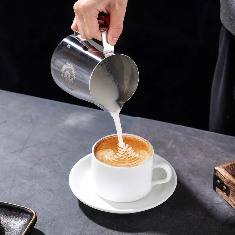 450ml/600ml Coffee Milk Foam Cup Coffee Pull Flower Espresso Steamer Milk Pot Stainless Steel Pull Flower Tank Coffee Cappuccino