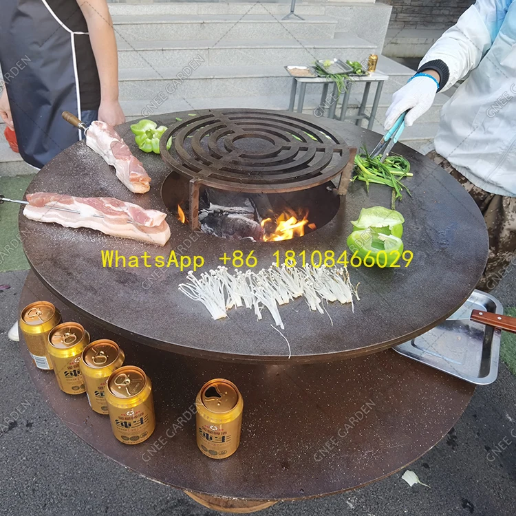 

Укороченная стальная костра для костра, барбекю, уличный гриль для барбекю, гриль для барбекю, дровяной металл