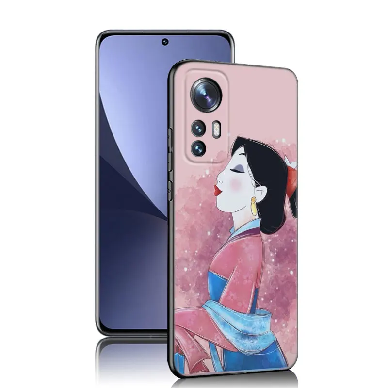 جراب هاتف Mulan Princess أسود لـ Xiaomi ، فيلم ساخن ، Mi 9 SE ، 10T ، 11 ، 12 ، 13 Lite ، 9T ، 11T ، 12S ، 12T ، 13T ، 14 برو ، 5G ، NE ، 10i ، 11i ، 12X