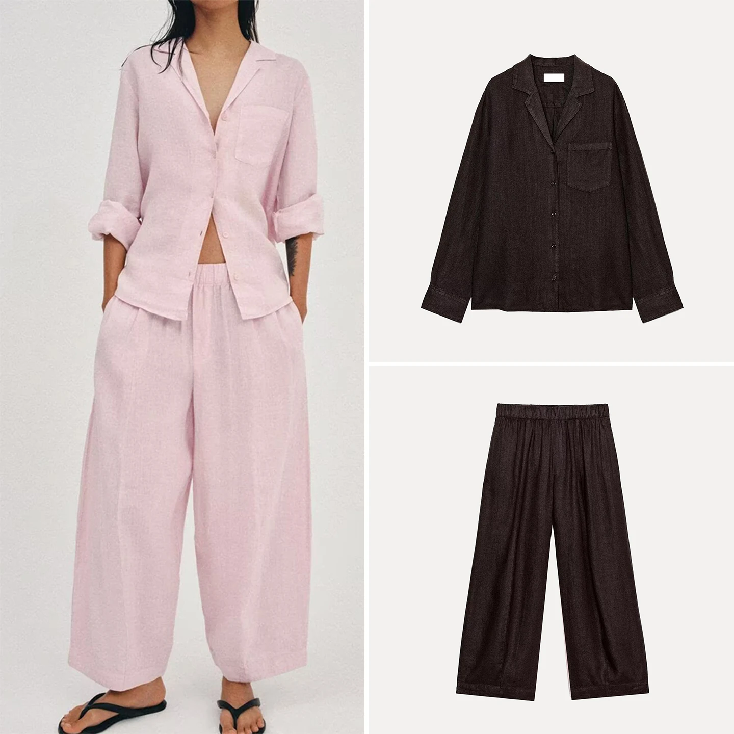 Women's Fashion Spring 2026 Shirt Pocket Decorated Bucket Pants High Waist Shorts Three Piece Set Long Sleeve  Color