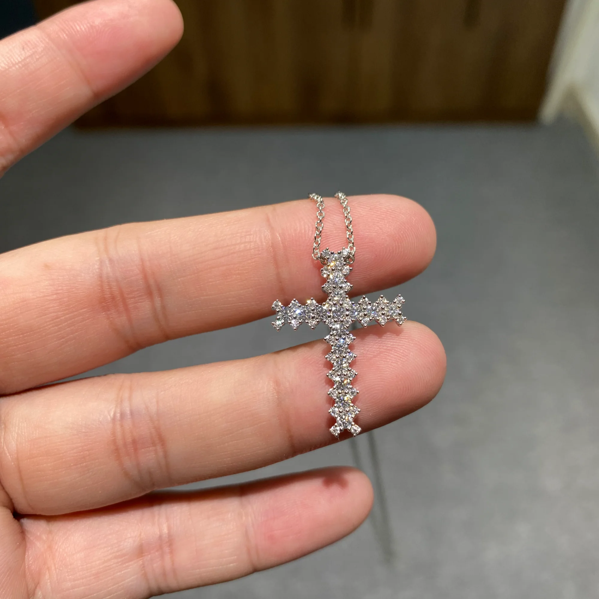 Auaogepel Moissanite kalung 18K emas asli 925 perhiasan kalung asli wanita mewah hadiah persahabatan 14K 9K rantai emas