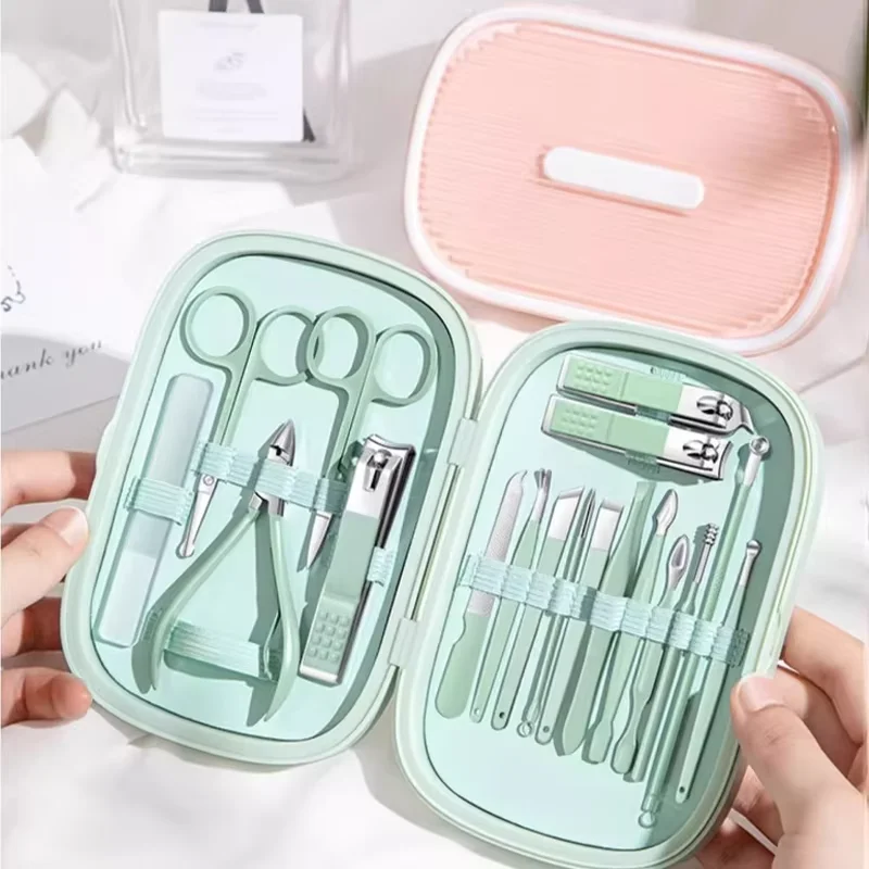 

Stainless steel nail clipper set of 18 pieces, nail pliers nail care tools, high-end nail trimming set household gift for ladies