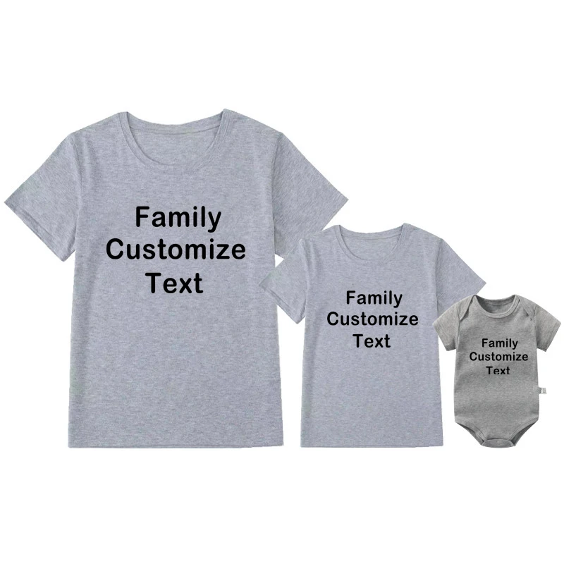 Custom Family Shirt Personalized Family T-shirts Custom Text on Shirt Cotton Unisex Tshirts Daddy Mommy Kids Shirt Baby Bodysuit