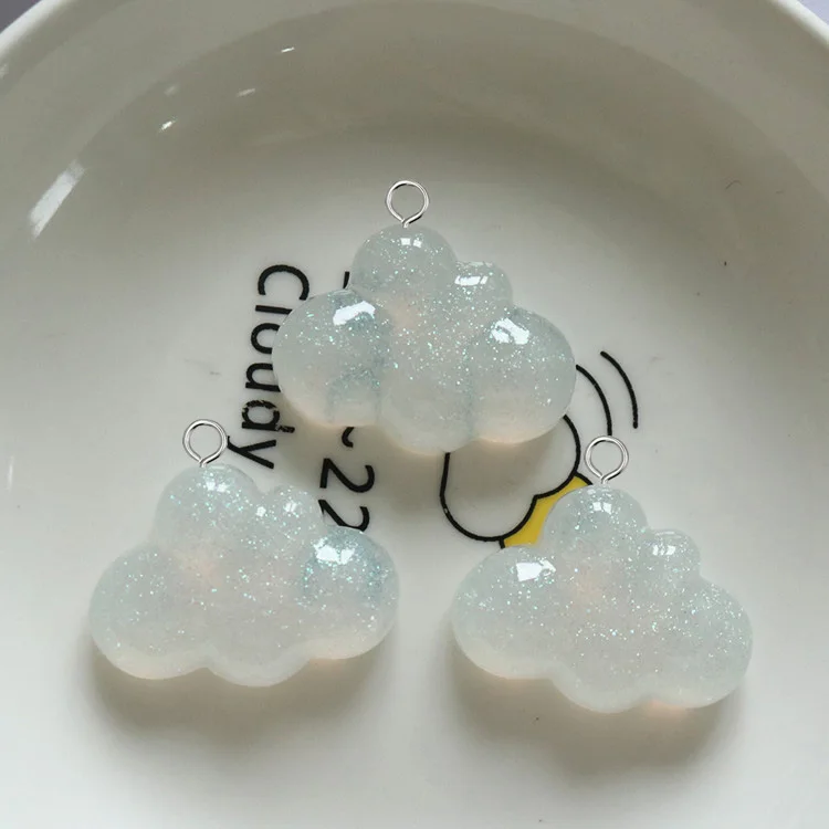 10pcs Shiny Irregular Cloud Resin Charms Colorful Bubble Cloud Pendant For Earring Diy Jewelry Make