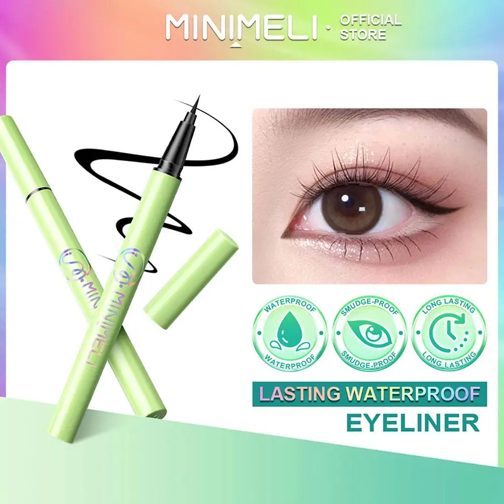 Minimeli Quick Drying Eyeliner Pen Waterproof Liquid Black Long Lasting Smooth Easy For Beginners Eyeliners Pencil Makeup Y2e6