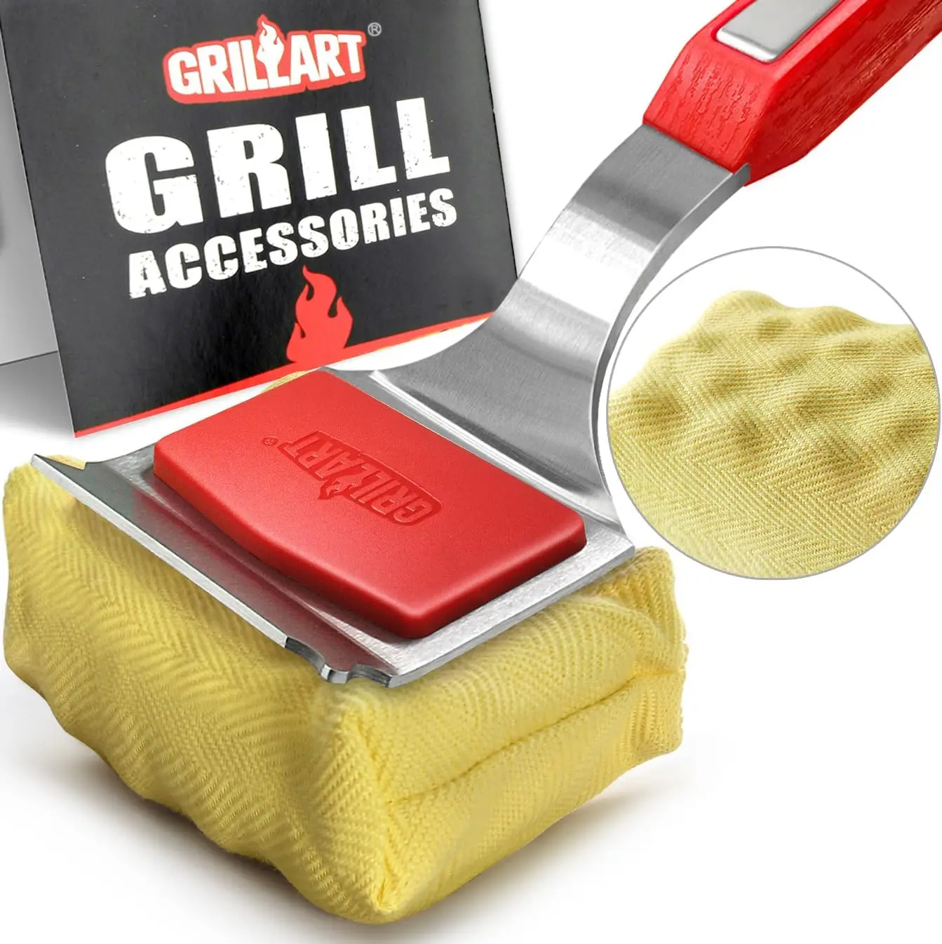 

Bristle-Free Grill Brush with Replaceable Head & Seamless Scraper for Safe BBQ Cleaning on Cast Iron and Stainless Steel Grates