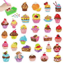 Cupcake diamentowe naklejki malarskie zestaw w kształcie kija farba oznaczona diamentem według numeru 5D sztuka DIY zestaw do rękodzieła dla dzieci chłopcy dziewczęta prezent