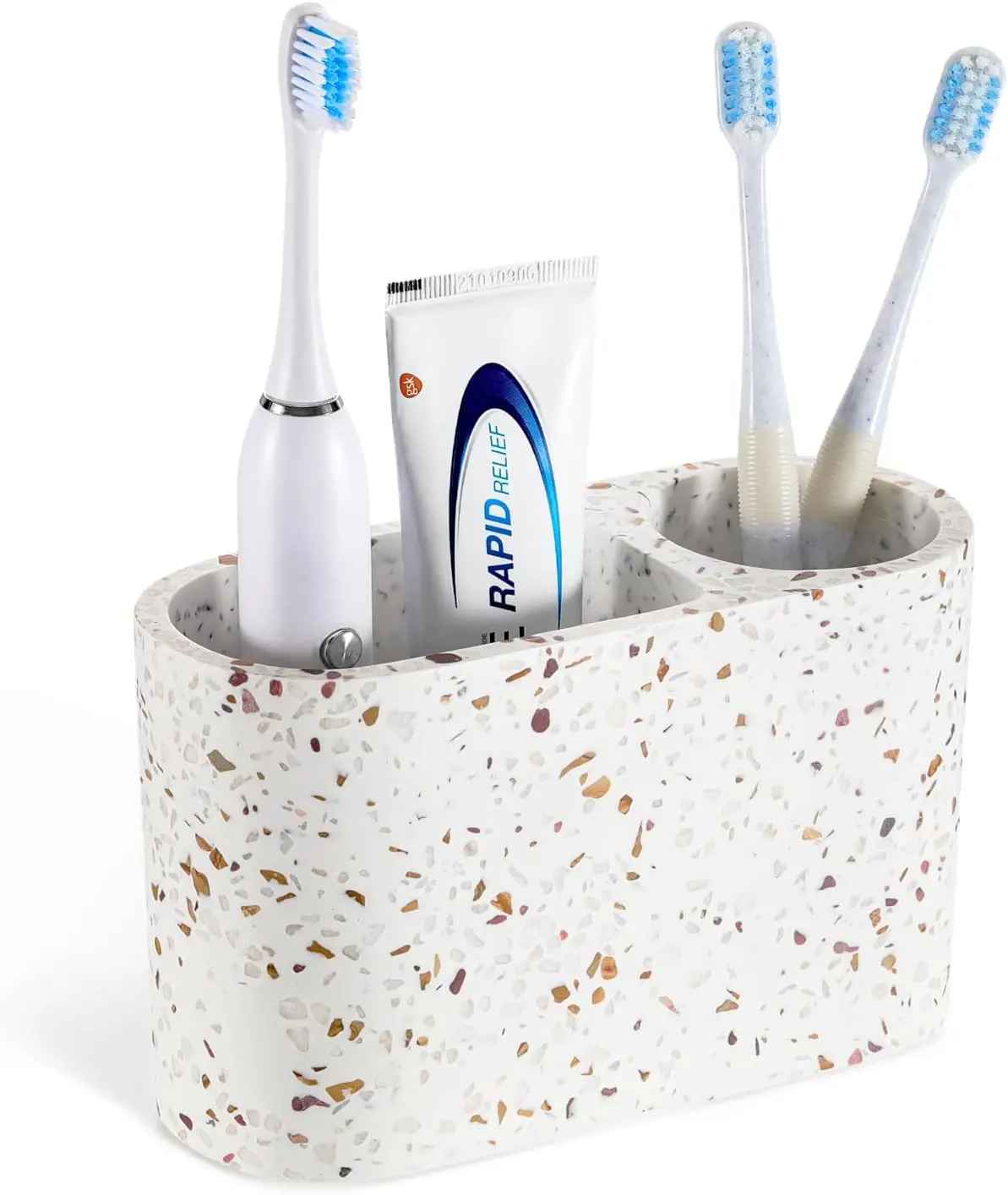 

Toothbrush Holder, 2 Slots Toothbrush and Toothpaste Holdersfor Bathrooms, Resin Toothbrush Holder Electric Toothbrush Stand fo