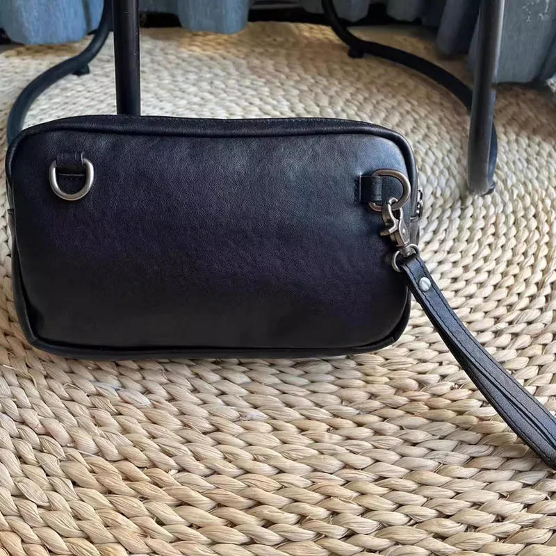 AETOO Genuine leather men's fashion brand crossbody bag, top layer cowhide, vegetable-tanned cowhide clutch bag, large capacity