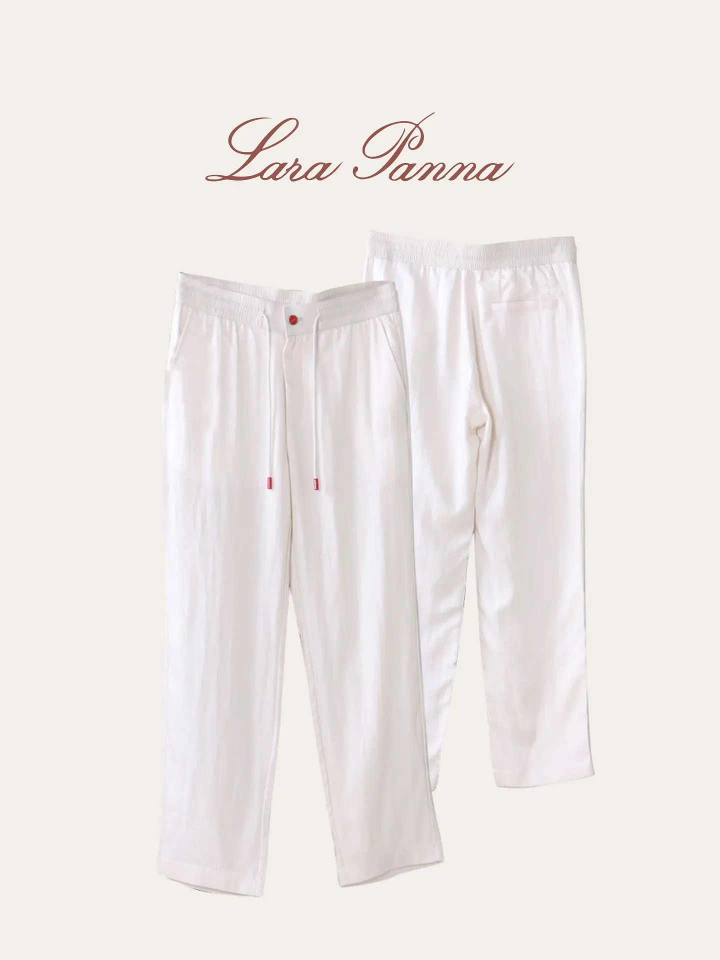 

Luxury Cus Men's Silk Linen Elastic Waist Straight Leg Casual Pants Faionable Urban Sle Nine Points Length for Daily Wear