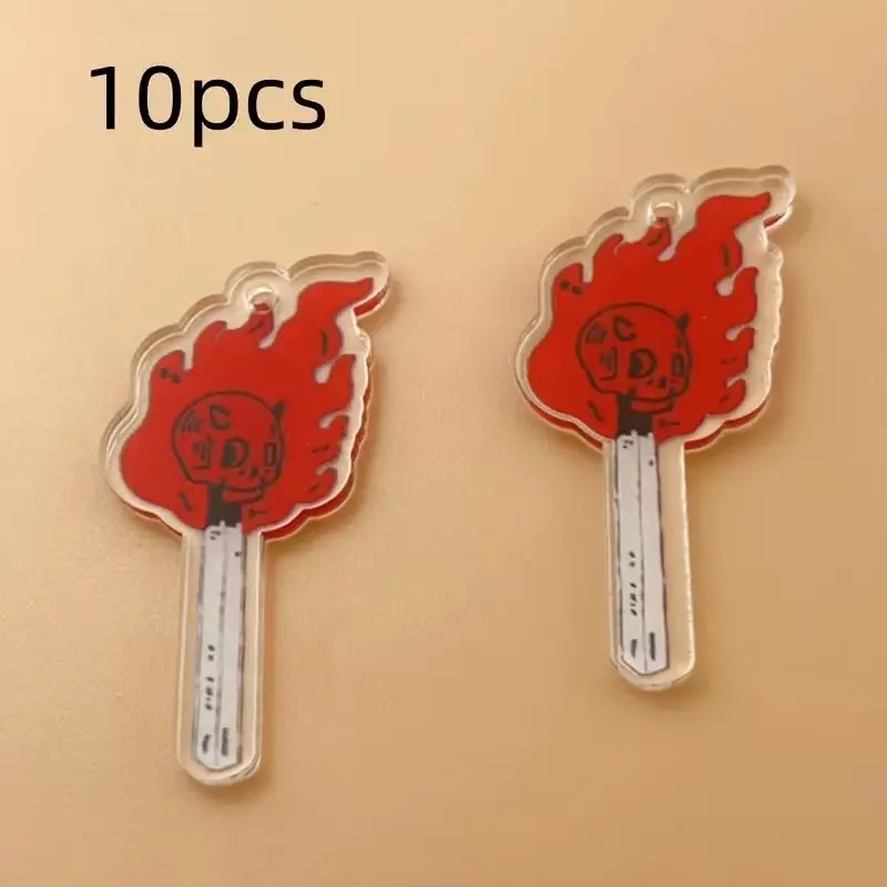 10pcs acrylic skull pendant, DIY jewelry making earrings necklace keychain accessories view 2