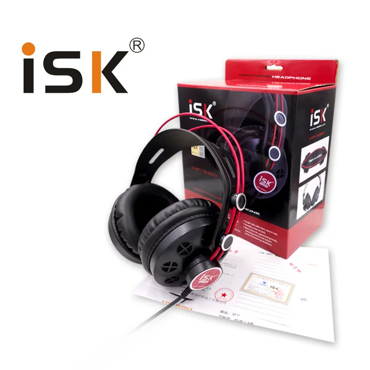 New ISK HP-580 Original Headphone Semi-open Dynamic Stereo Monitoring Earphone DJ Headset Noise Cancelling Headphone Auriculares