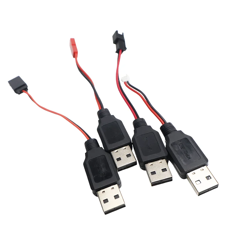 Adaptador convertidor de 2 uds RC USB de carga 3,7 V Cable cargador de batería de litio USB a enchufe JST /SM / Futaba para Dron Quadcopter 3Rc