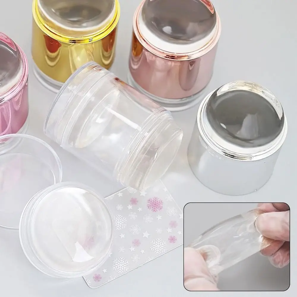 مجموعات ختم فن الأظافر الشفافة من السيليكون سهلة النقل، مجموعات ختم الأظافر برأس مزدوج مع كاشطات #4