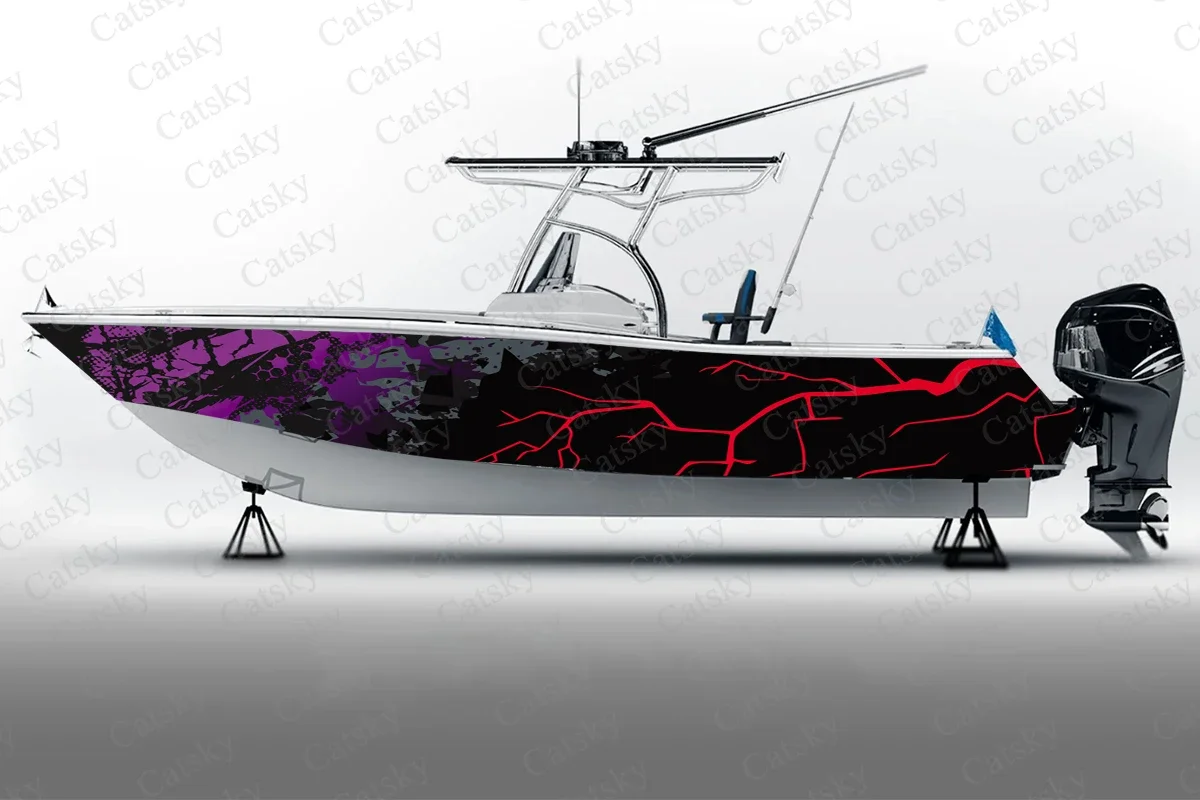 Vector Stripes Geometric Abstract Op Art Boat Sticker Packaging Fish Boat Vinyl Modified Waterproof Decorative Boat Decals