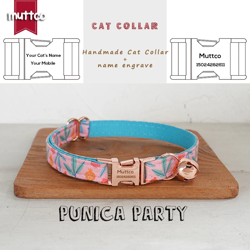 MUTTCO Engraved Independently design fresh lemon pattern personalized cat collars PUNICA PARTY handmade collar  2 sizes UCC206