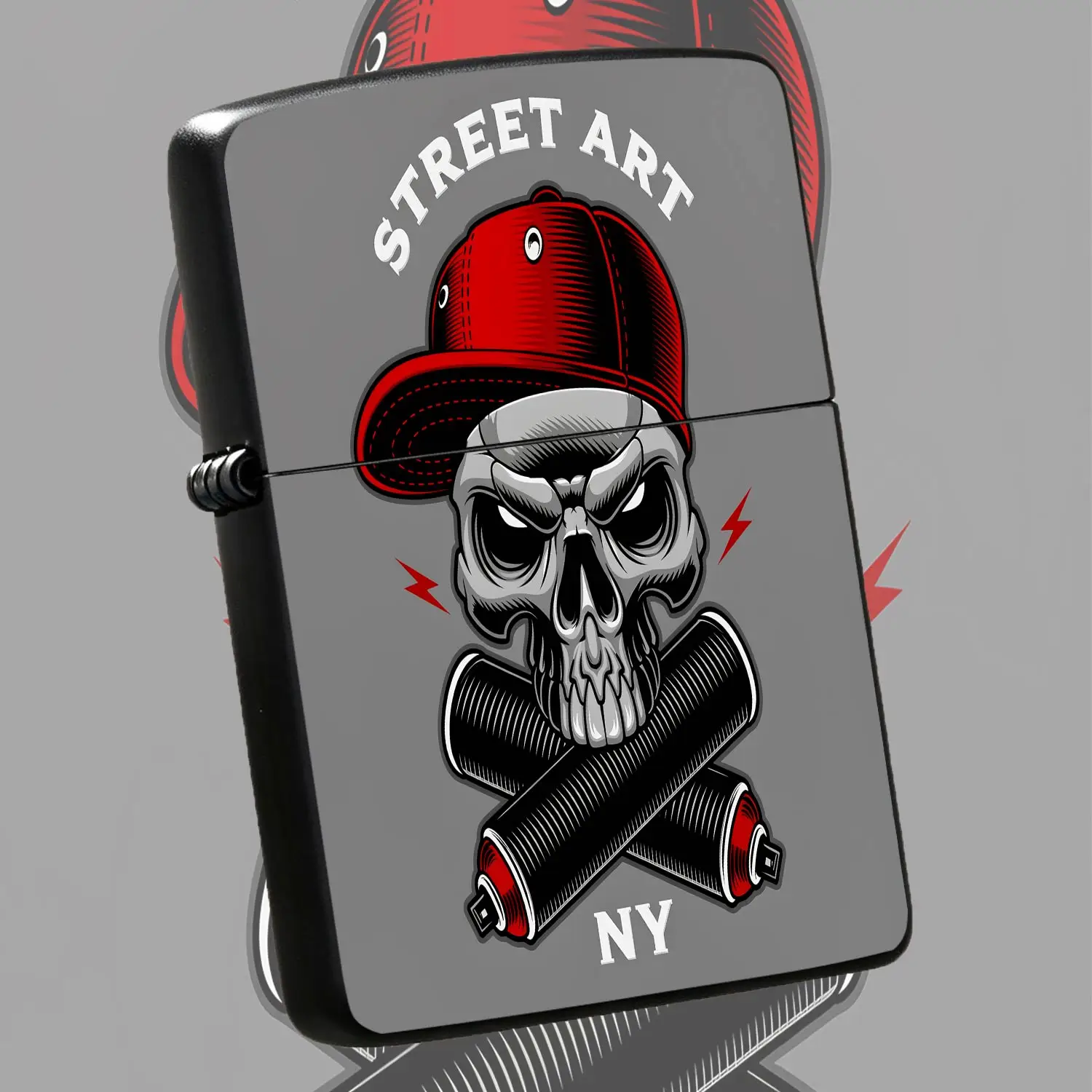 Creative Street Art Skull Baseball Cap Pattern Lighter Ny Graffiti Style Portable Everyday Ignition Accessory Cool Trendy Versatile Item For Home Outdoor Travel Ideal Novelty Gift For Street Culture Enthusiasts Daily Us A Humorous And Inter