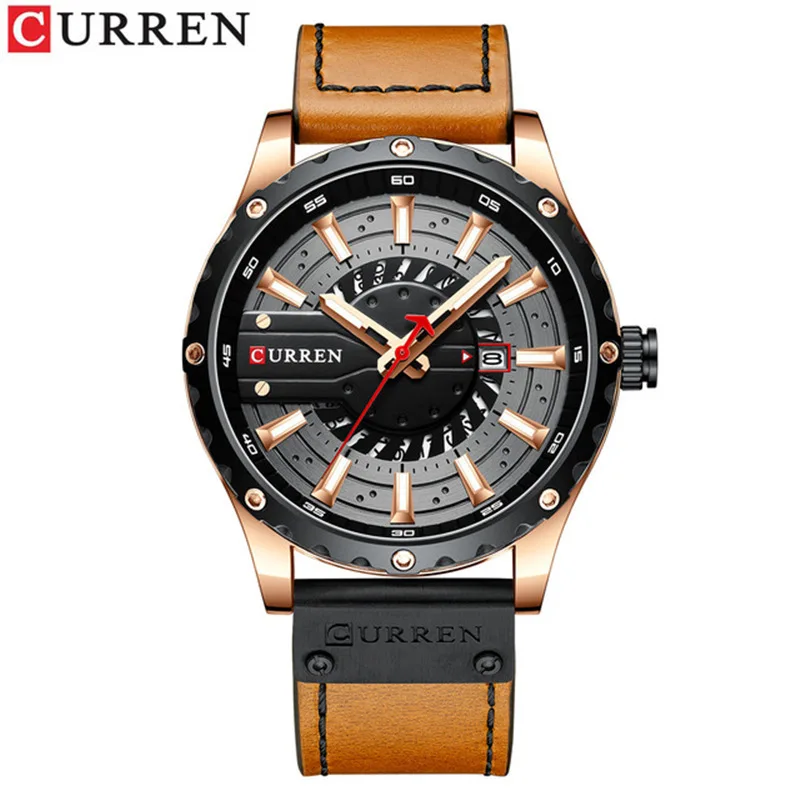 Fashion Curren 8374 Top Brand Quartz Calendar Genuine Leather Belt Men\'s Business Leisure Multifunctional Wrist Watches